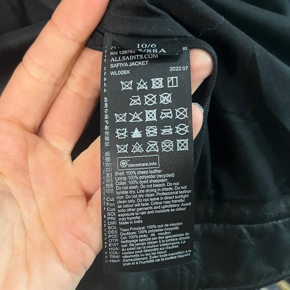 All Saints Leather Jacket with Fur Collar - Picture 9 of 11